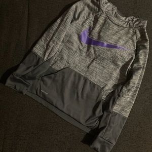 Dri-fit Nike hoodie. Gray and Purple.